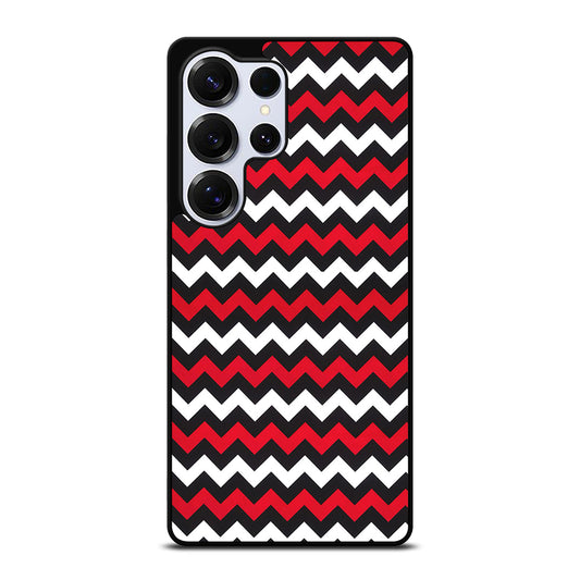 COLOR BLOCK DARK RED CHEVRON PATTERN Samsung Galaxy S25 Ultra Case Cover