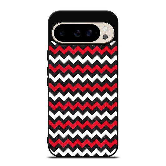COLOR BLOCK DARK RED CHEVRON PATTERN Google Pixel 9 Pro Case Cover