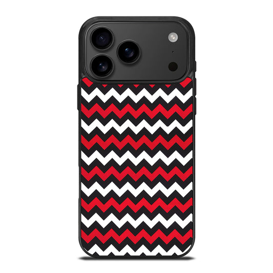 COLOR BLOCK DARK RED CHEVRON PATTERN iPhone 17 Pro Max Case Cover