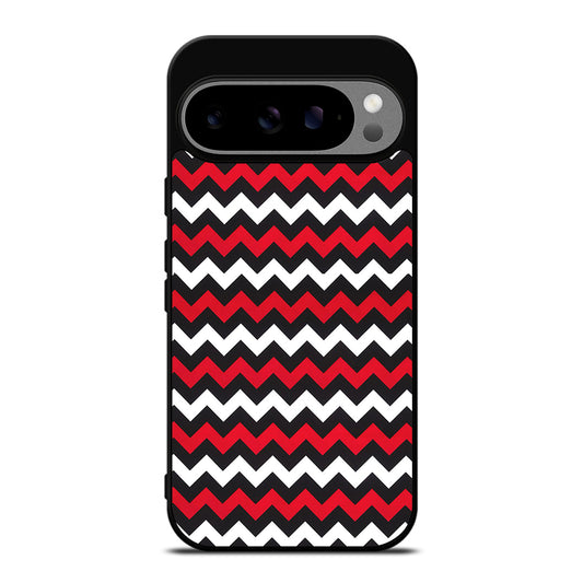COLOR BLOCK DARK RED CHEVRON PATTERN Google Pixel 9 Pro XL Case Cover