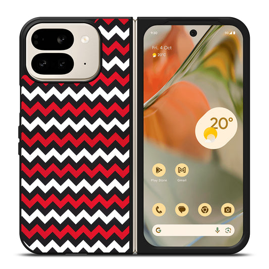 COLOR BLOCK DARK RED CHEVRON PATTERN Google Pixel 9 Pro Fold Case Cover