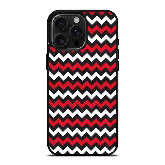 COLOR BLOCK DARK RED CHEVRON PATTERN iPhone 16 Pro Max Case Cover