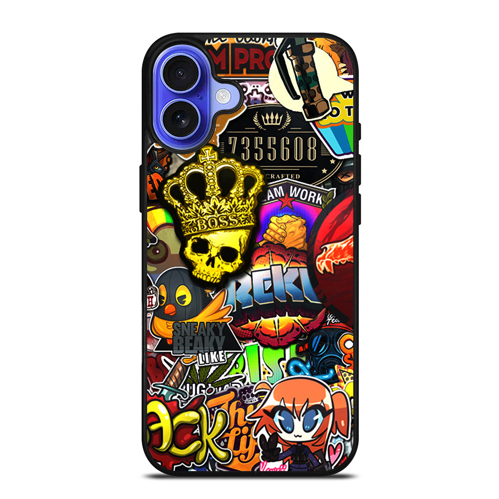 CSGO STICKER BOMB PATTERN iPhone 16 Case Cover