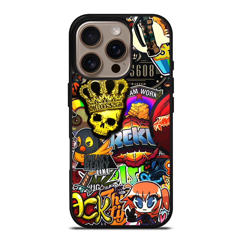 CSGO STICKER BOMB PATTERN iPhone 16 Pro Case Cover