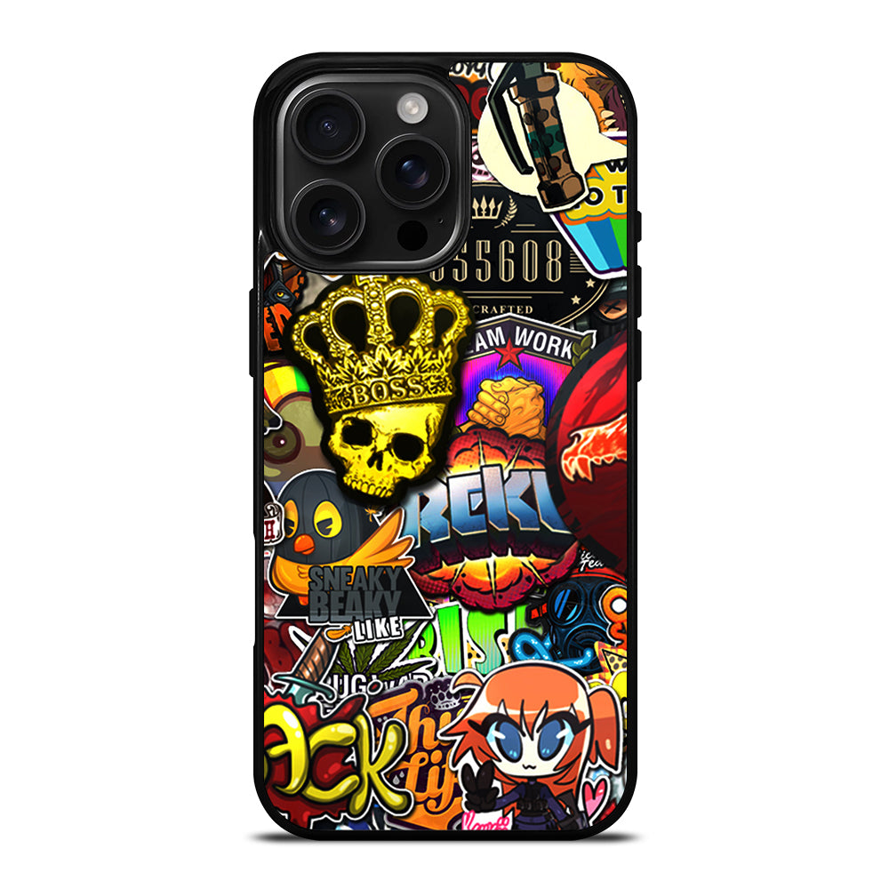 CSGO STICKER BOMB PATTERN iPhone 16 Pro Max Case Cover