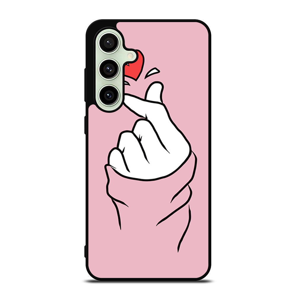 CUTE HEART FINGER PINK Samsung Galaxy S24 FE Case Cover