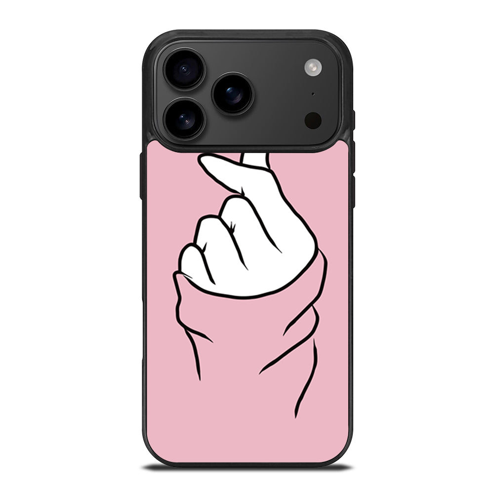 CUTE HEART FINGER PINK iPhone 17 Pro Max Case Cover