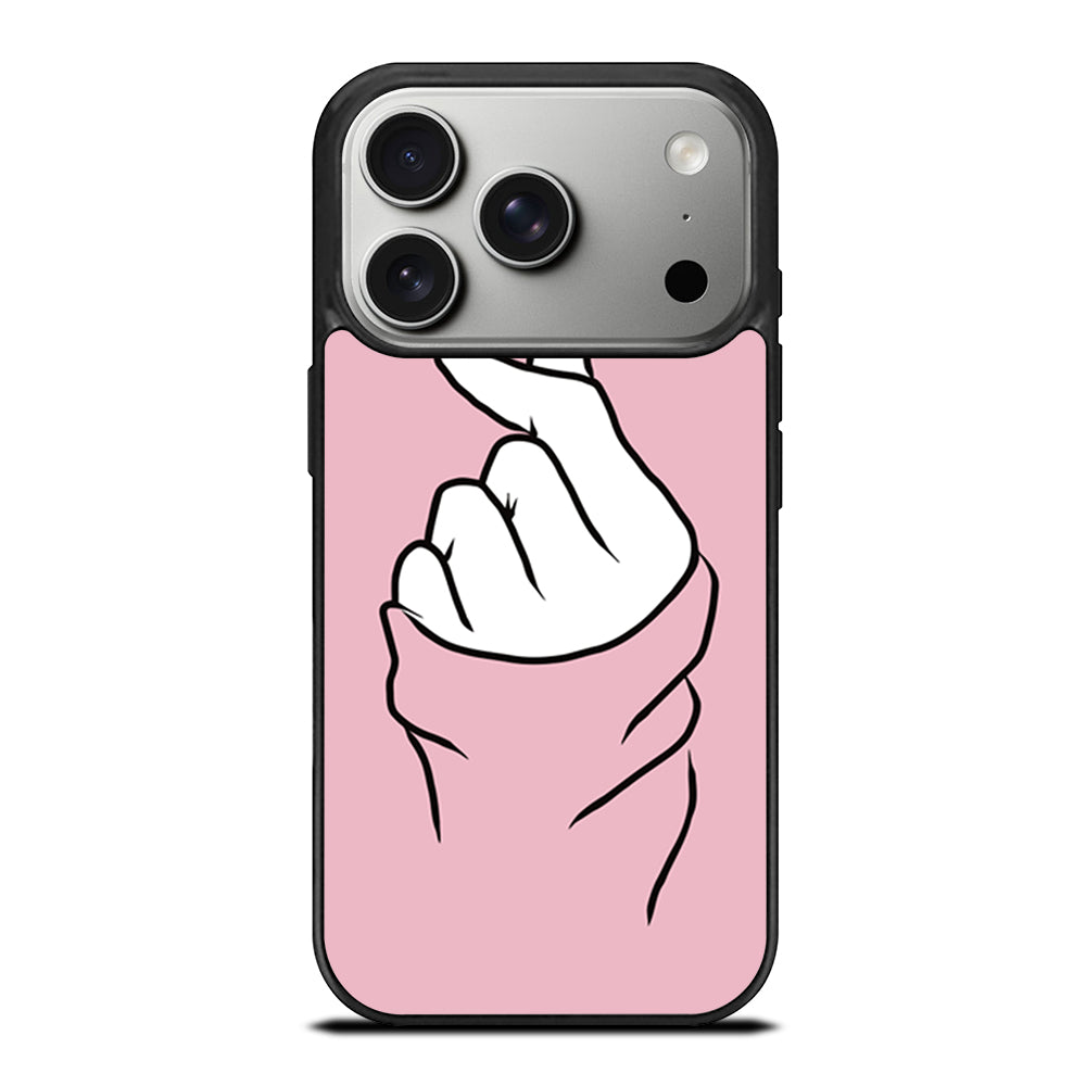 CUTE HEART FINGER PINK iPhone 17 Pro Case Cover
