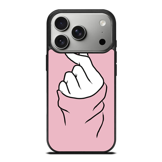 CUTE HEART FINGER PINK iPhone 17 Pro Case Cover