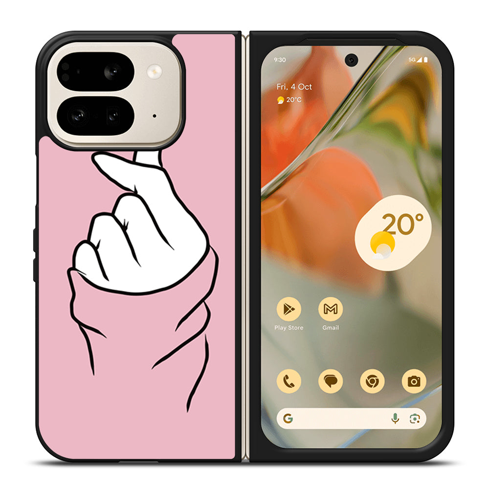 CUTE HEART FINGER PINK Google Pixel 9 Pro Fold Case Cover