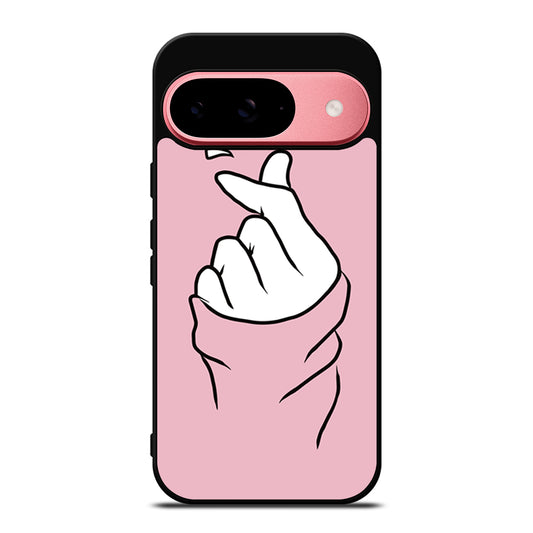 CUTE HEART FINGER PINK Google Pixel 9 Case Cover
