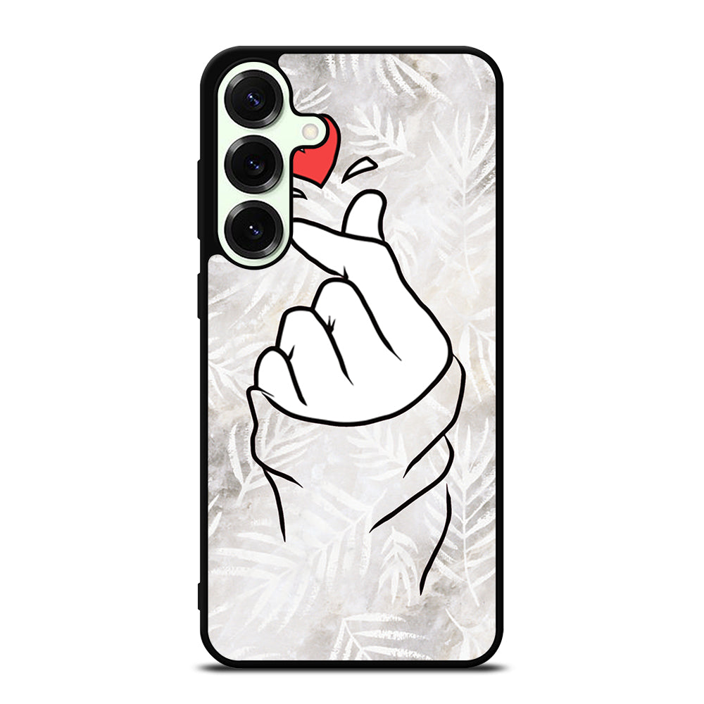 CUTE HEART FINGER WHITE MARBLE Samsung Galaxy S25 Plus Case Cover