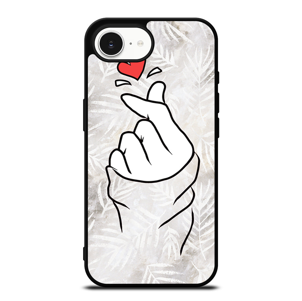 CUTE HEART FINGER WHITE MARBLE iPhone 16e Case Cover