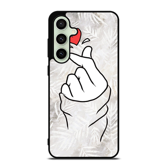 CUTE HEART FINGER WHITE MARBLE Samsung Galaxy S24 FE Case Cover