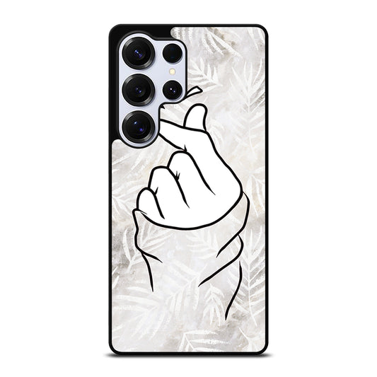 CUTE HEART FINGER WHITE MARBLE Samsung Galaxy S25 Ultra Case Cover