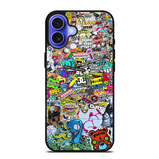 DC STICKER BOMB 2 iPhone 16 Case Cover