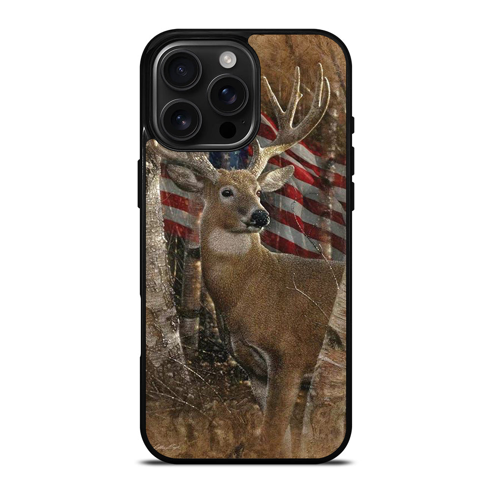 DEER HUNTING AMERICAN FLAG iPhone 16 Pro Max Case Cover