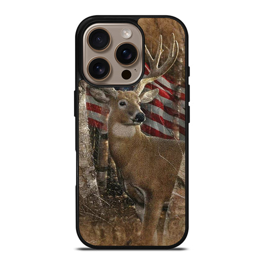 DEER HUNTING AMERICAN FLAG iPhone 16 Pro Case Cover