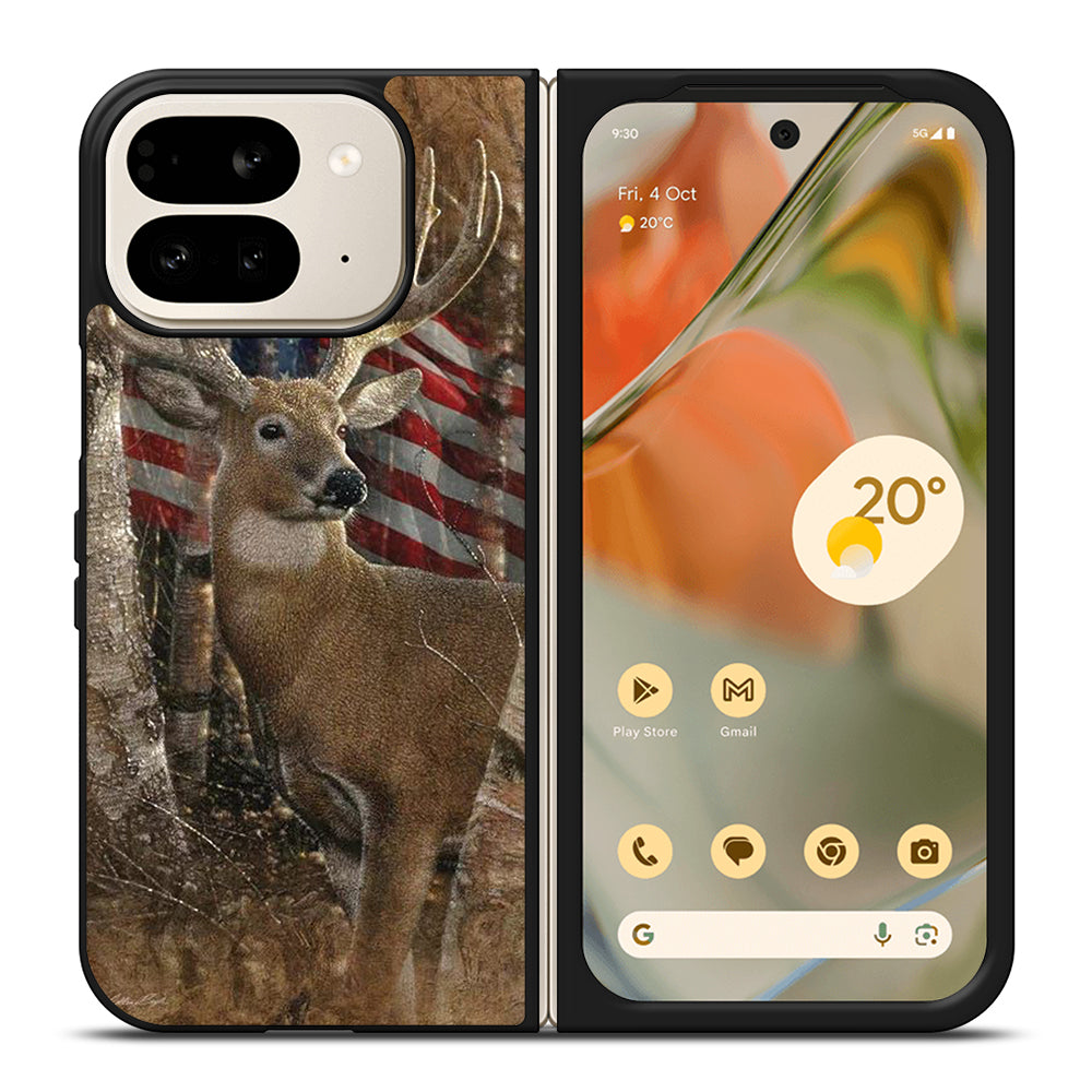 DEER HUNTING AMERICAN FLAG Google Pixel 9 Pro Fold Case Cover