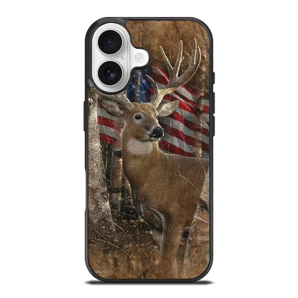 DEER HUNTING AMERICAN FLAG iPhone 17 Case Cover