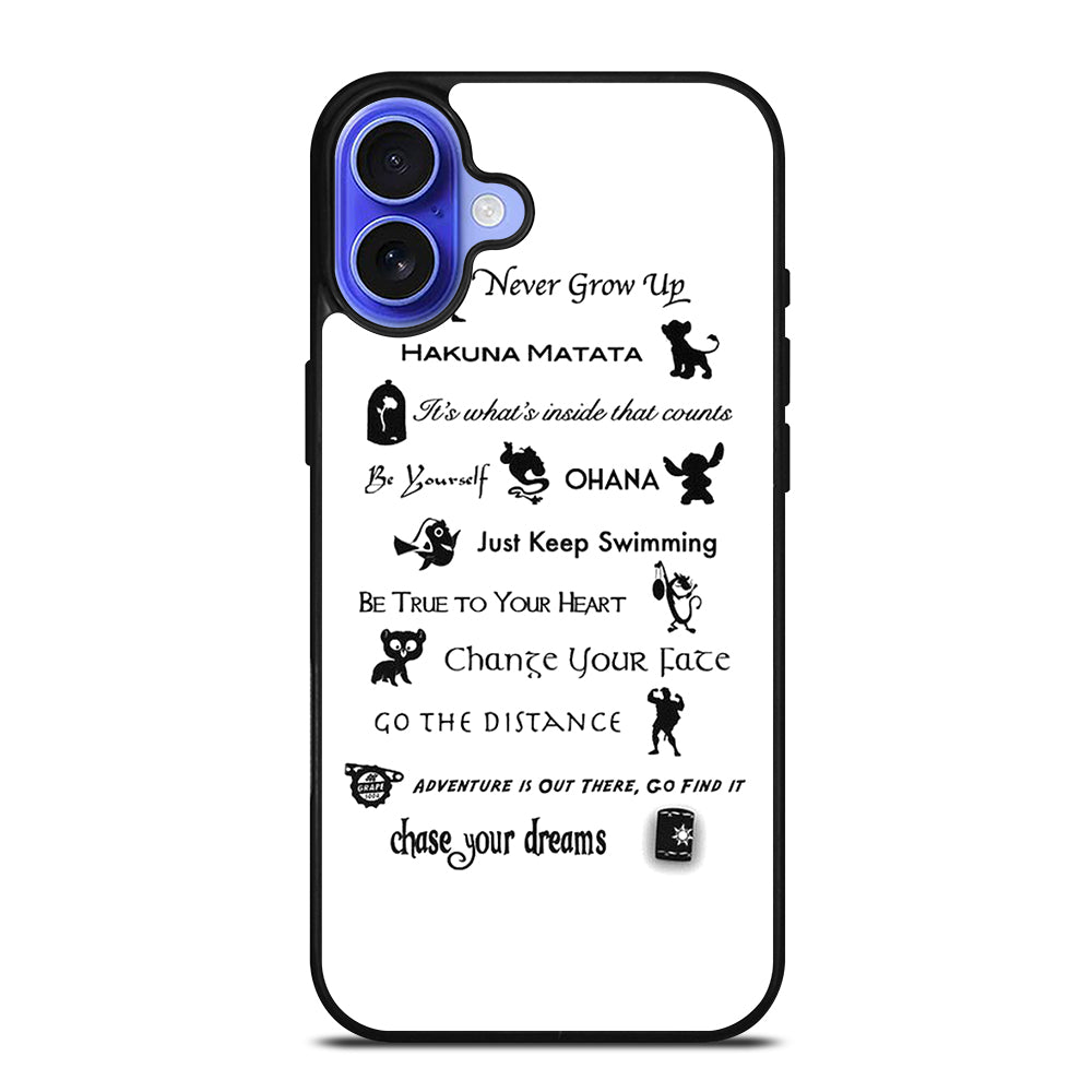 DISNEY LESSONS BLACK QUOTE iPhone 16 Case Cover