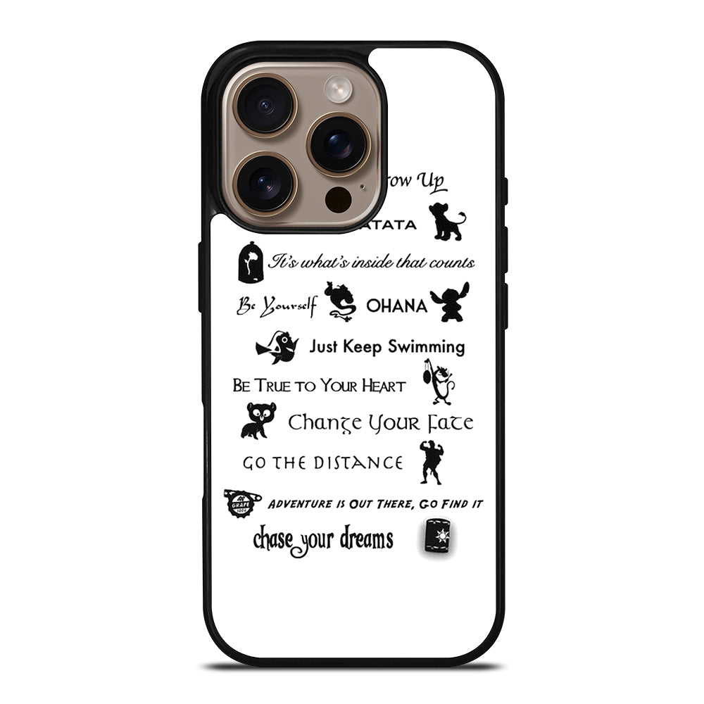 DISNEY LESSONS BLACK QUOTE iPhone 16 Pro Case Cover