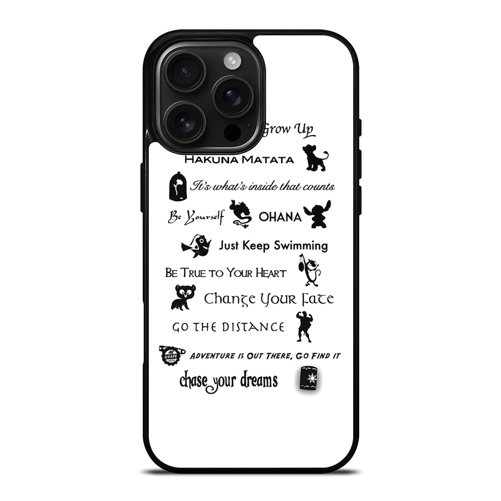 DISNEY LESSONS BLACK QUOTE iPhone 16 Pro Max Case Cover