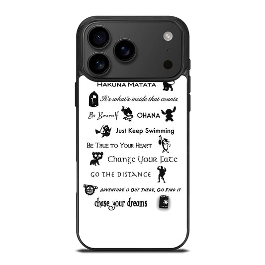 DISNEY LESSONS BLACK QUOTE iPhone 17 Pro Max Case Cover