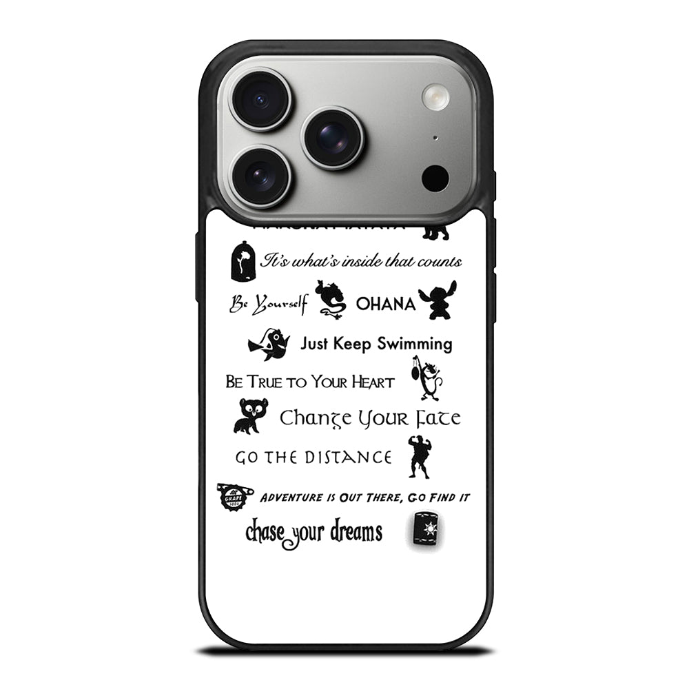 DISNEY LESSONS BLACK QUOTE iPhone 17 Pro Case Cover