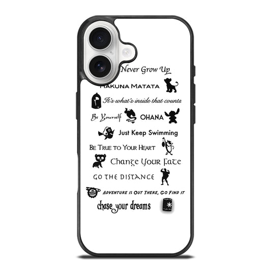 DISNEY LESSONS BLACK QUOTE iPhone 17 Case Cover