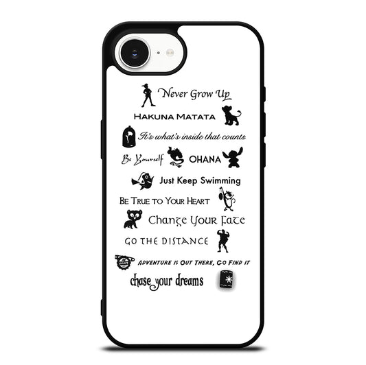 DISNEY LESSONS BLACK QUOTE iPhone 16e Case Cover