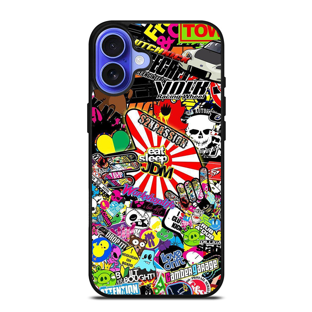 EAT SLEEP JDM STICKER BOMB 2 iPhone 16 Case Cover