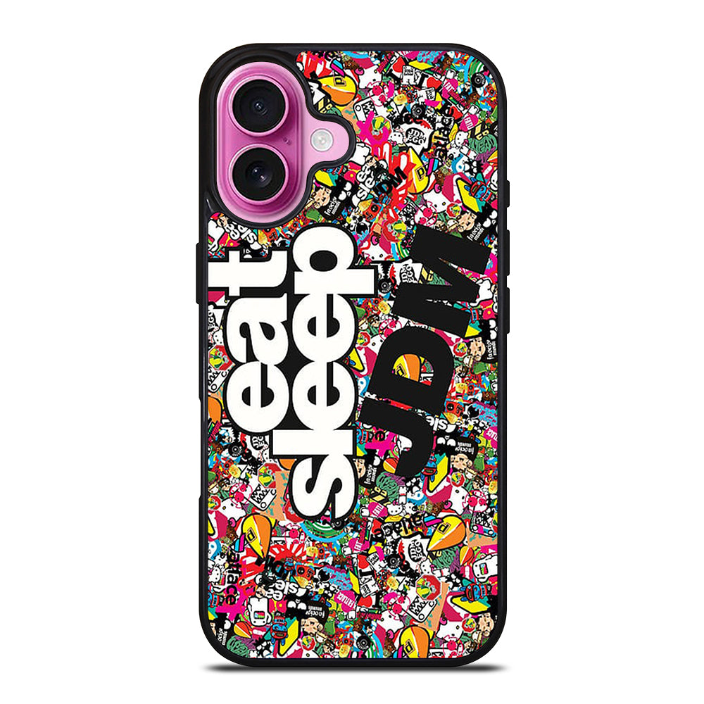 EAT SLEEP JDM STICKER BOMB iPhone 16 Plus Case Cover