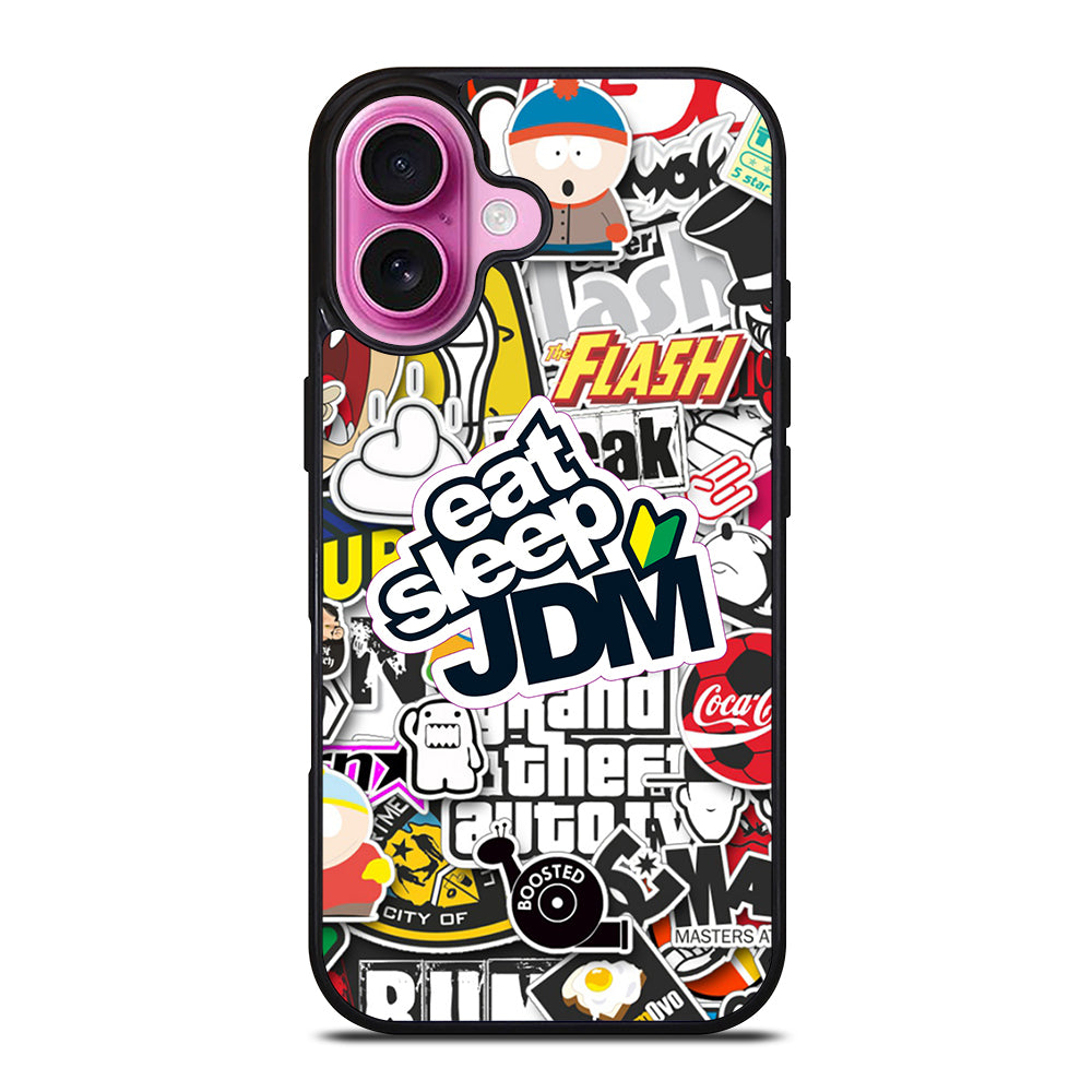 EAT SLEEP JDM STICKER iPhone 16 Plus Case Cover