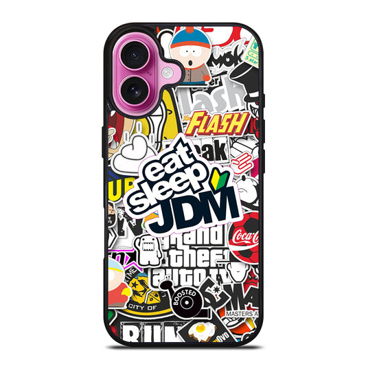 EAT SLEEP JDM STICKER iPhone 16 Plus Case Cover