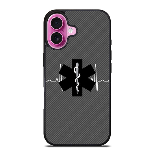EMT EMS MEDICAL CARBON LOGO iPhone 16 Plus Case Cover