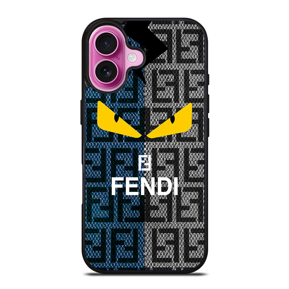 FENDI ROMA BLUE GRAY PATTERN iPhone 16 Plus Case Cover