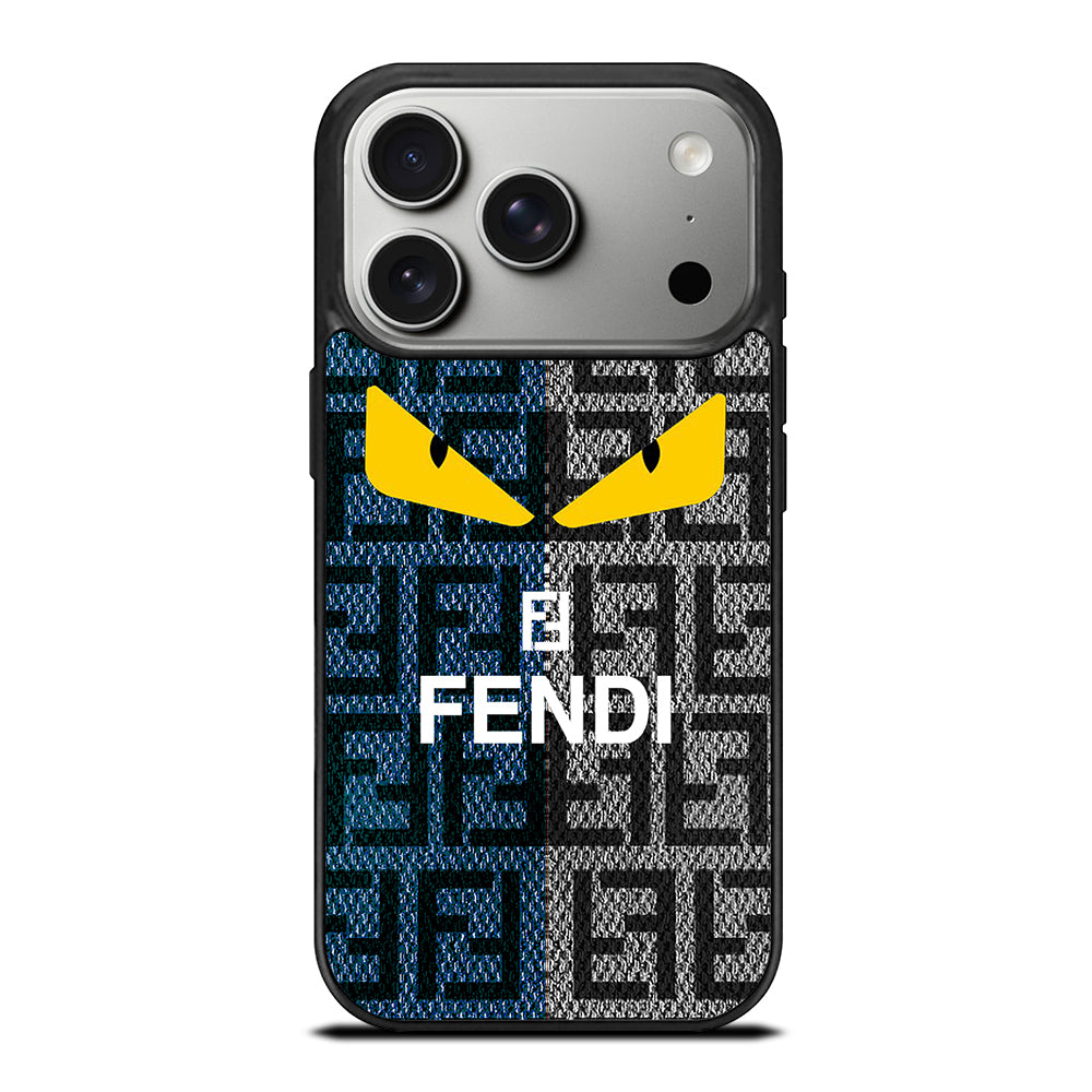 FENDI ROMA BLUE GRAY PATTERN iPhone 17 Pro Case Cover