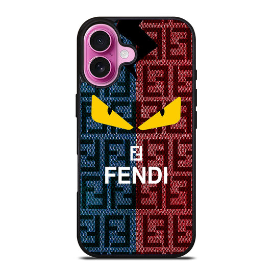 FENDI ROMA BLUE RED PATTERN iPhone 16 Plus Case Cover