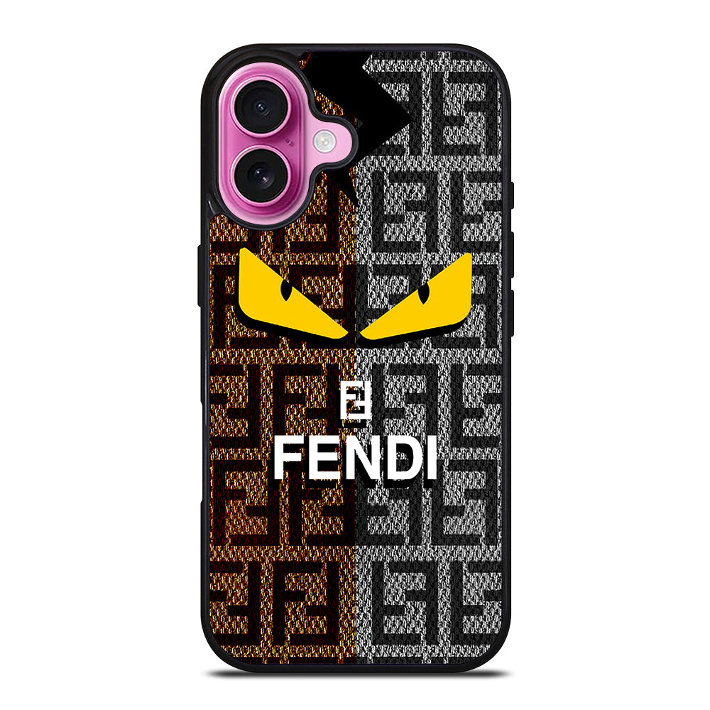 FENDI ROMA BROWN GREY PATTERN iPhone 16 Plus Case Cover