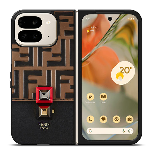 FENDI ROMA BROWN PATTERN Google Pixel 9 Pro Fold Case Cover