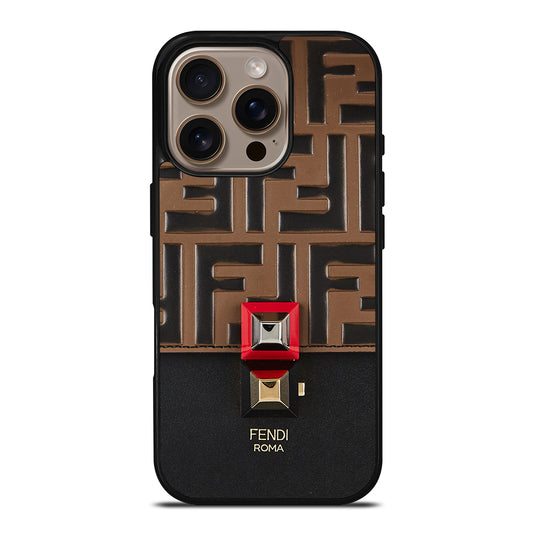 FENDI ROMA BROWN PATTERN iPhone 16 Pro Case Cover