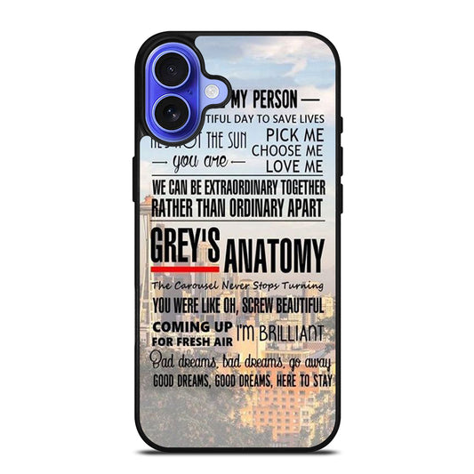 GREY'S ANATOMY QUOTE iPhone 16 Case Cover