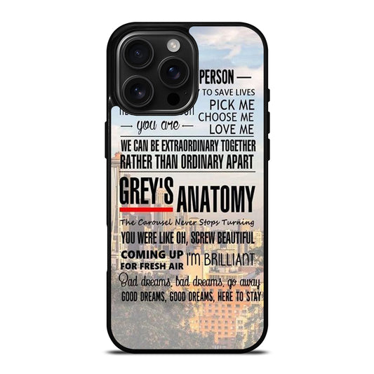 GREY'S ANATOMY QUOTE iPhone 16 Pro Max Case Cover