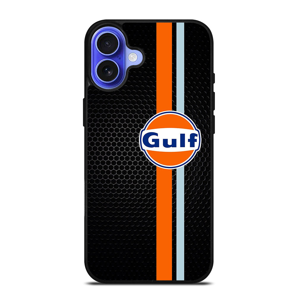 GULF OIL STRIPE METAL LOGO iPhone 16 Case Cover