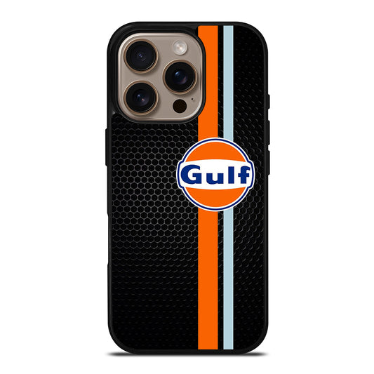 GULF OIL STRIPE METAL LOGO iPhone 16 Pro Case Cover