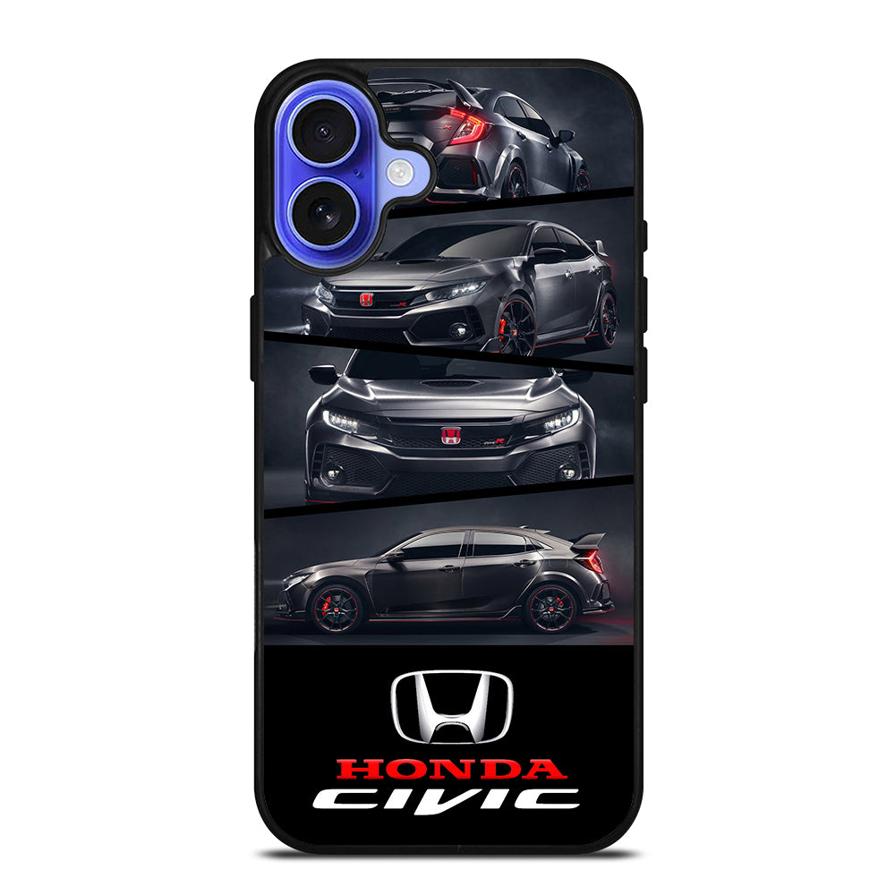 HONDA CIVIC BLACK CAR iPhone 16 Case Cover