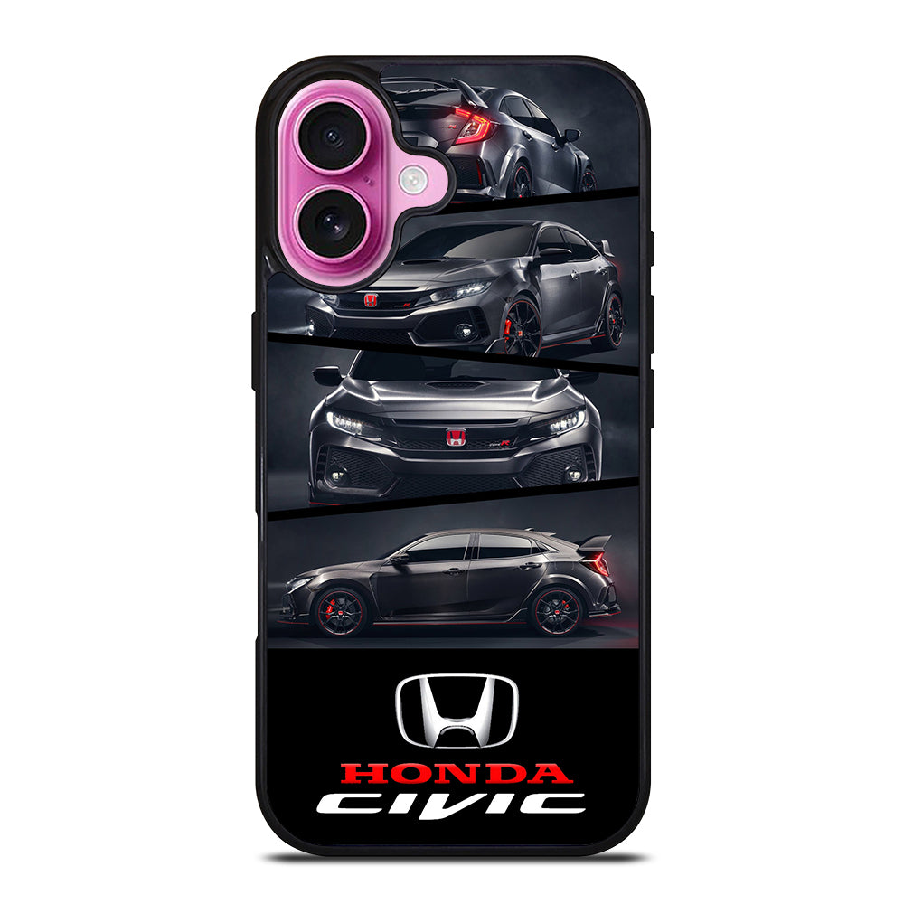 HONDA CIVIC BLACK CAR iPhone 16 Plus Case Cover
