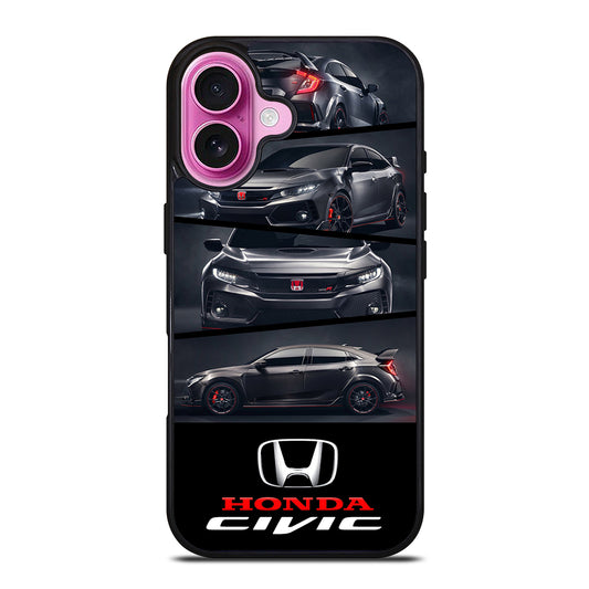 HONDA CIVIC BLACK CAR iPhone 16 Plus Case Cover