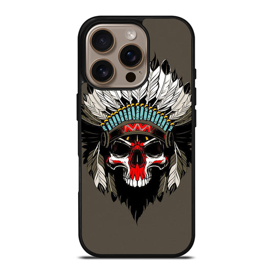 INDIAN FEATHER SKULL ART iPhone 16 Pro Case Cover